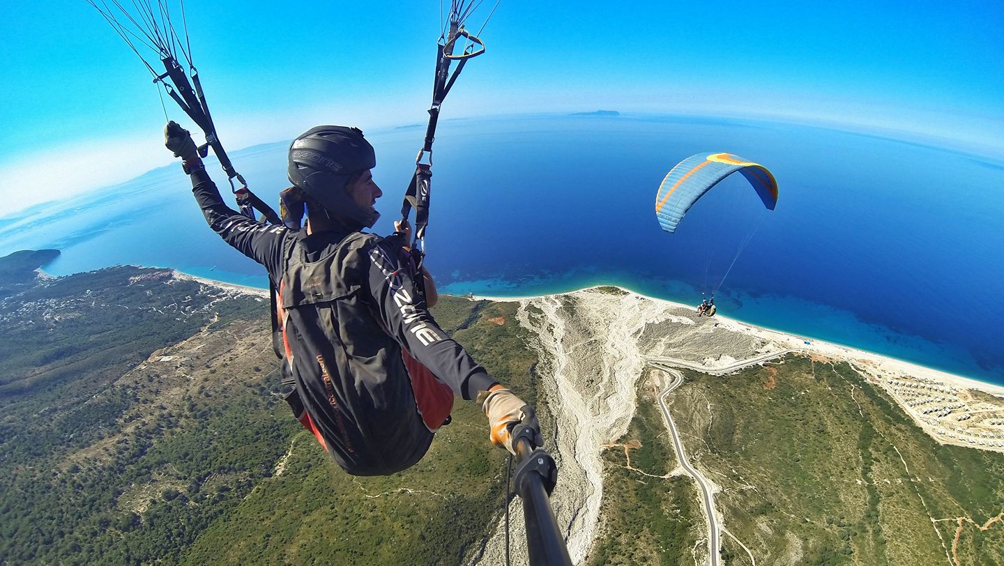 Tandem paragliding over Llogara